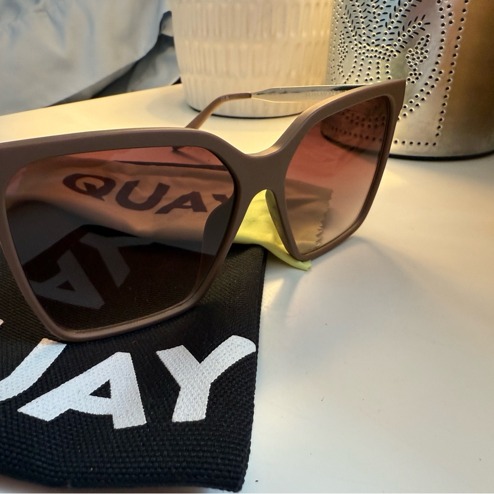Quay Australia Taupe Square Sunglasses with Gradient Lenses - Picture 4 of 5